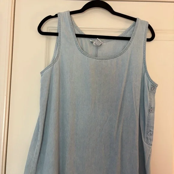 Vintage Jennifer Moore Women’s 100% Cotton Light Blue Denim Maxi Dress - Picture 3 of 9